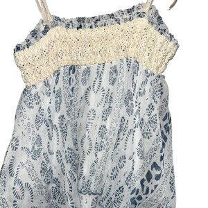 Poupette St Barth blue white Block Print broderie anglaise sun dress French 2